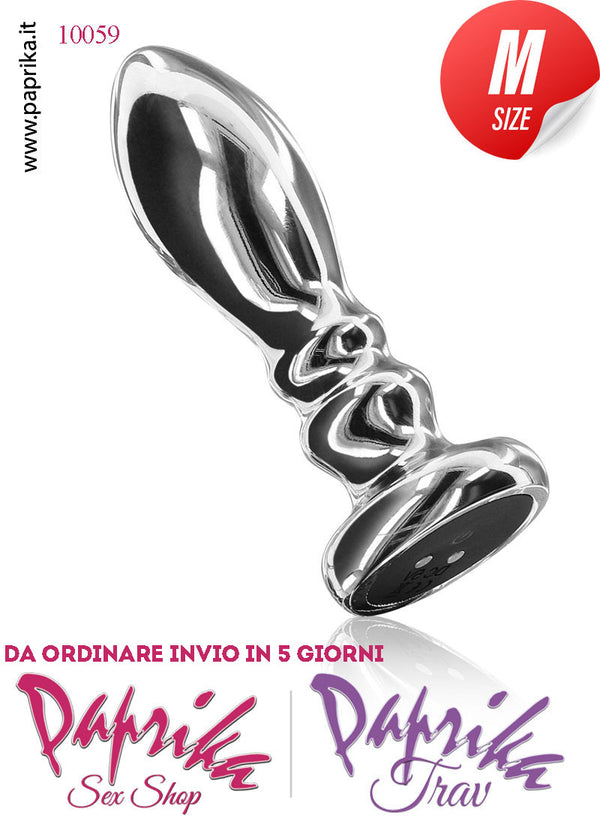 Plug Anale Sagomato Medium Vibrante Acciaio Inox 10 Velocità 10 cm Ø 33