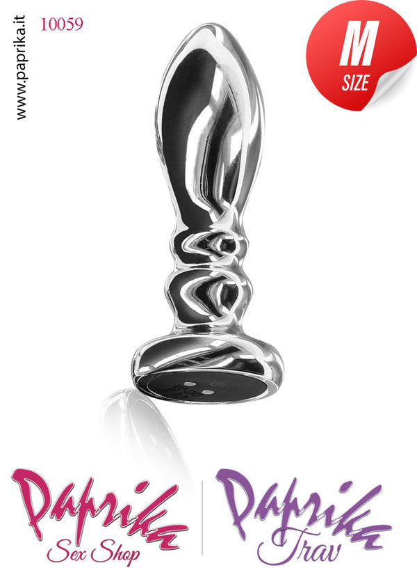 Plug Anale Sagomato Medium Vibrante Acciaio Inox 10 Velocità 10 cm Ø 33