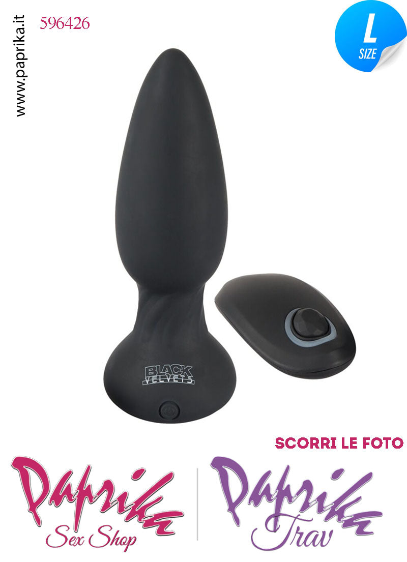 Plug Anale Telecomandato Vibrante Rotante Perle 14 cm Ø 42 Silicone Nero
