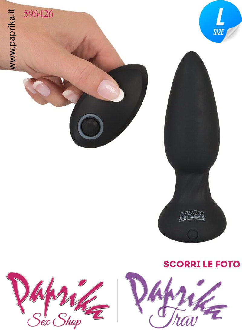 Plug Anale Telecomandato Vibrante Rotante Perle 14 cm Ø 42 Silicone Nero