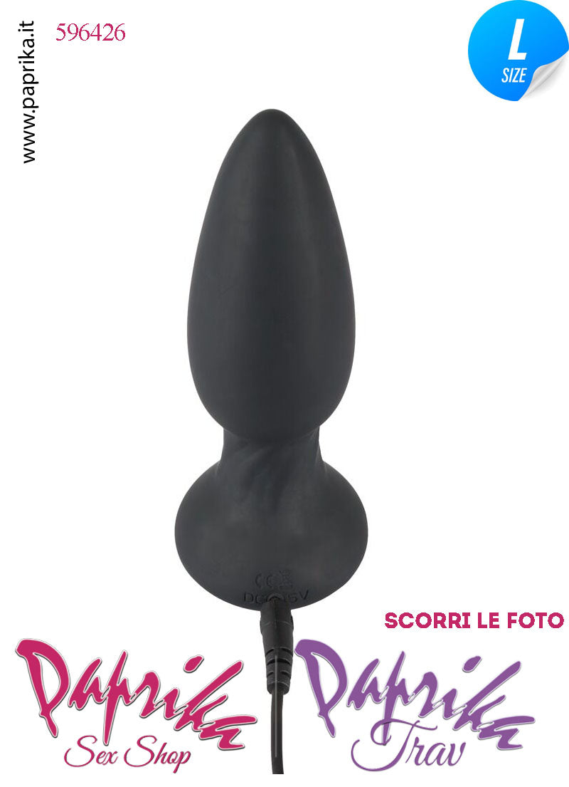 Plug Anale Telecomandato Vibrante Rotante Perle 14 cm Ø 42 Silicone Nero