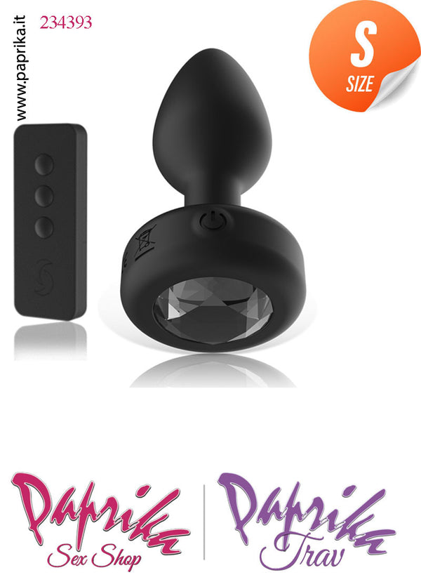 Plug Anale Vibrante Telecomando Gioiello Strass 8 cm Ø 28 Silicone