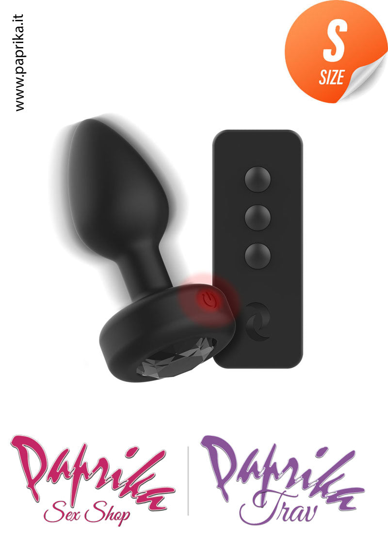 Plug Anale Vibrante Telecomando Gioiello Strass 8 cm Ø 28 Silicone