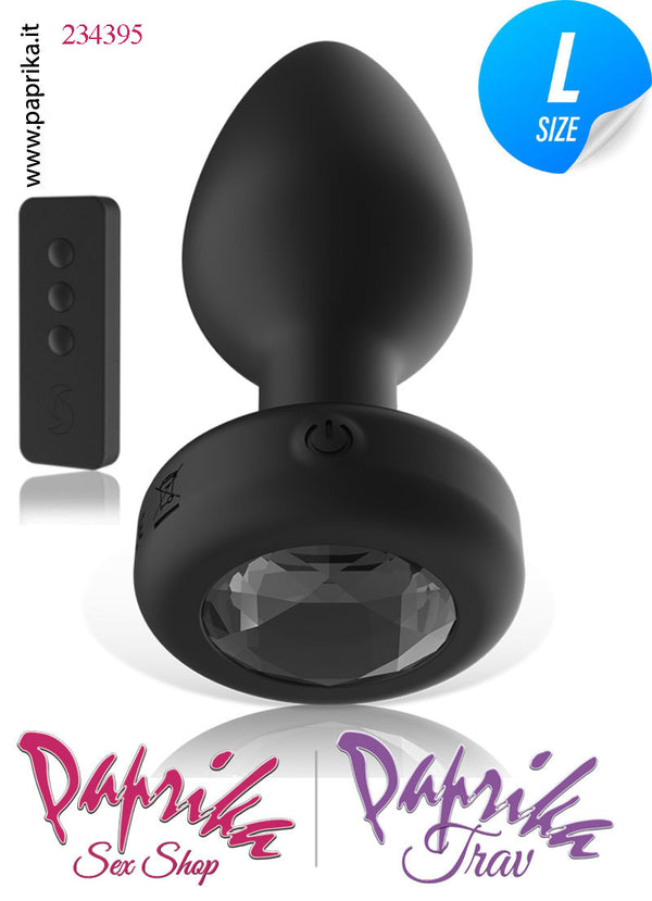 Plug Anale Vibrante Telecomando Gioiello Strass  11 cm Ø 40 Silicone