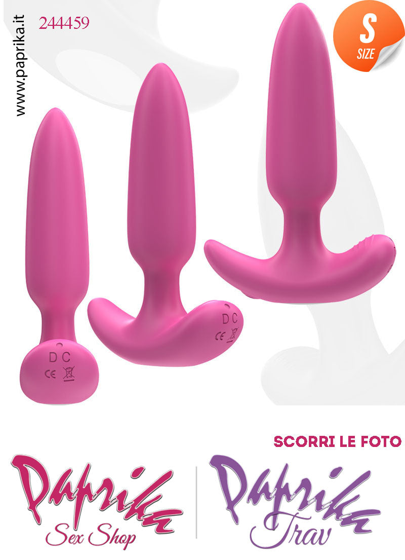 Plug Anale Telecomandato Vibrante Base Curva 10 cm Ø 25 Silicone Rosa