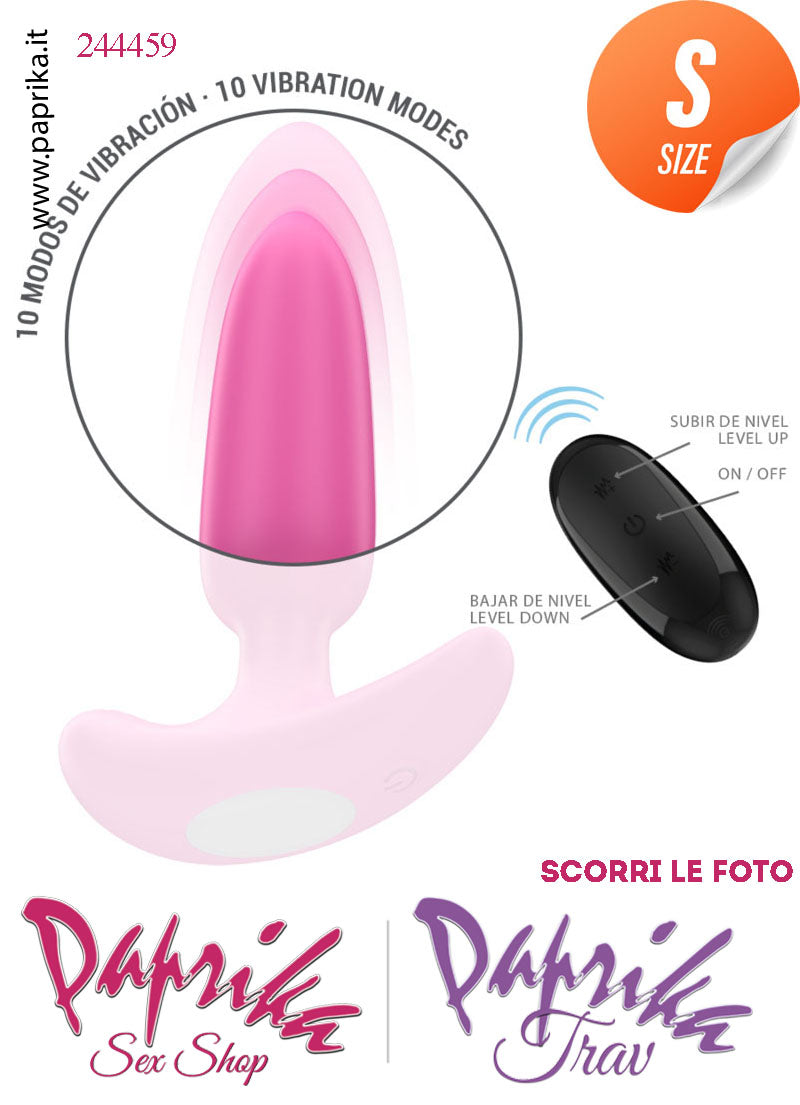 Plug Anale Telecomandato Vibrante Base Curva 10 cm Ø 25 Silicone Rosa