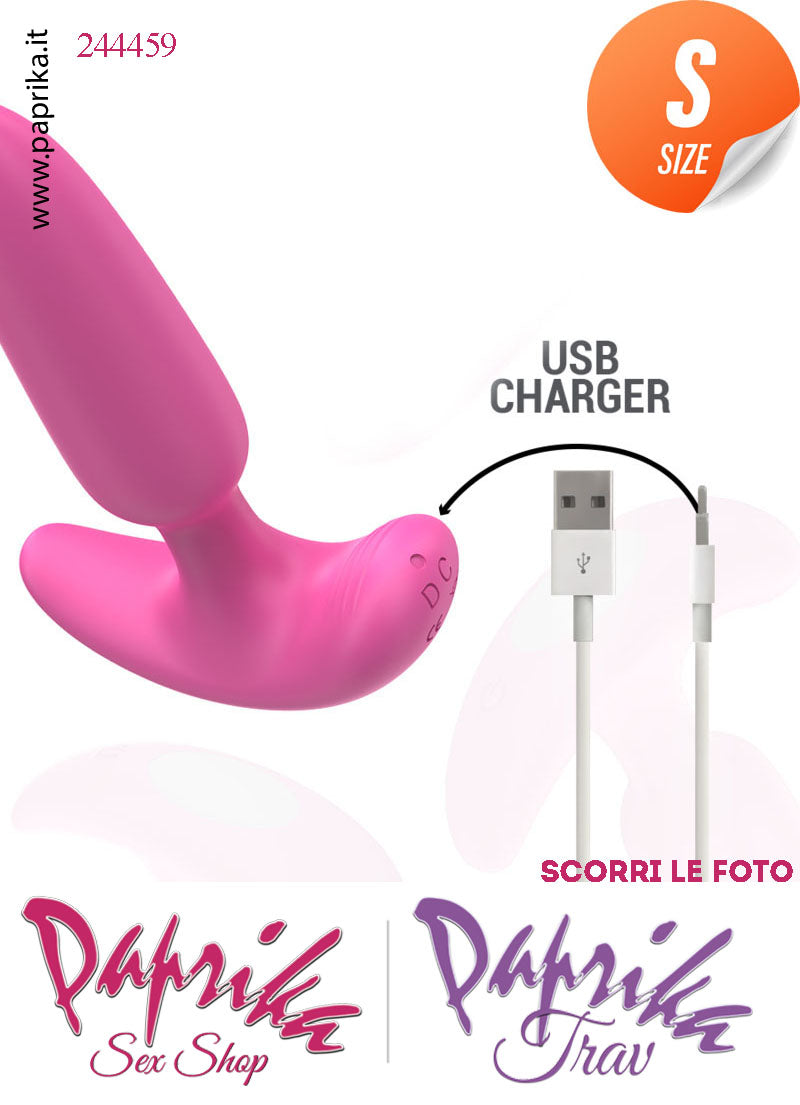 Plug Anale Telecomandato Vibrante Base Curva 10 cm Ø 25 Silicone Rosa