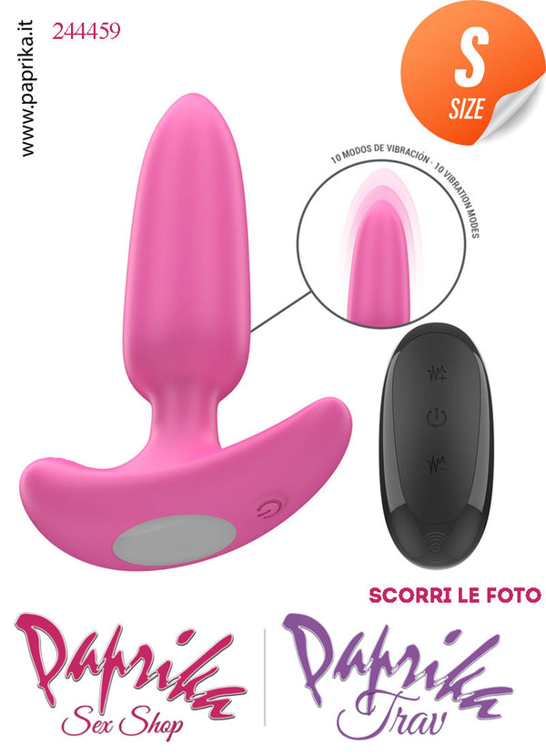 Plug Anale Telecomandato Vibrante Base Curva 10 cm Ø 25 Silicone Rosa