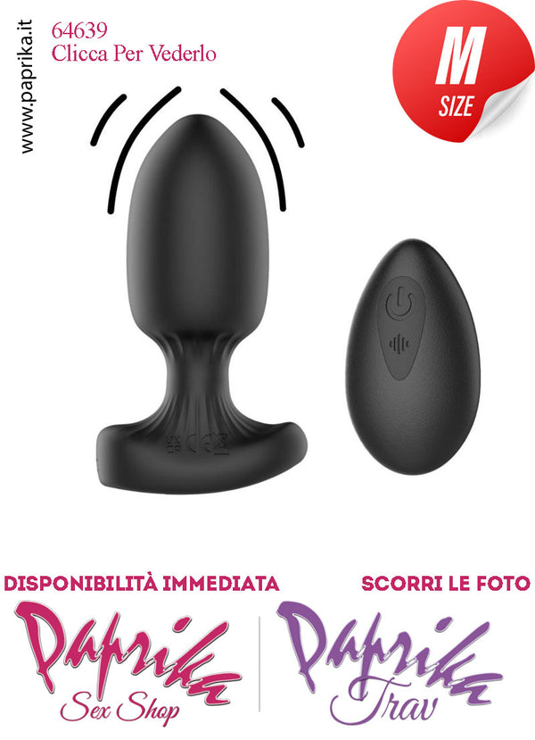 Plug Anale Telecomandato Vibrante Base Curva 7 cm Ø 33 Silicone Nero