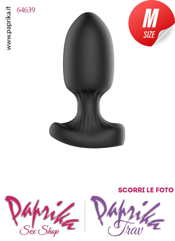 Plug Anale Telecomandato Vibrante Base Curva 7 cm Ø 33 Silicone Nero