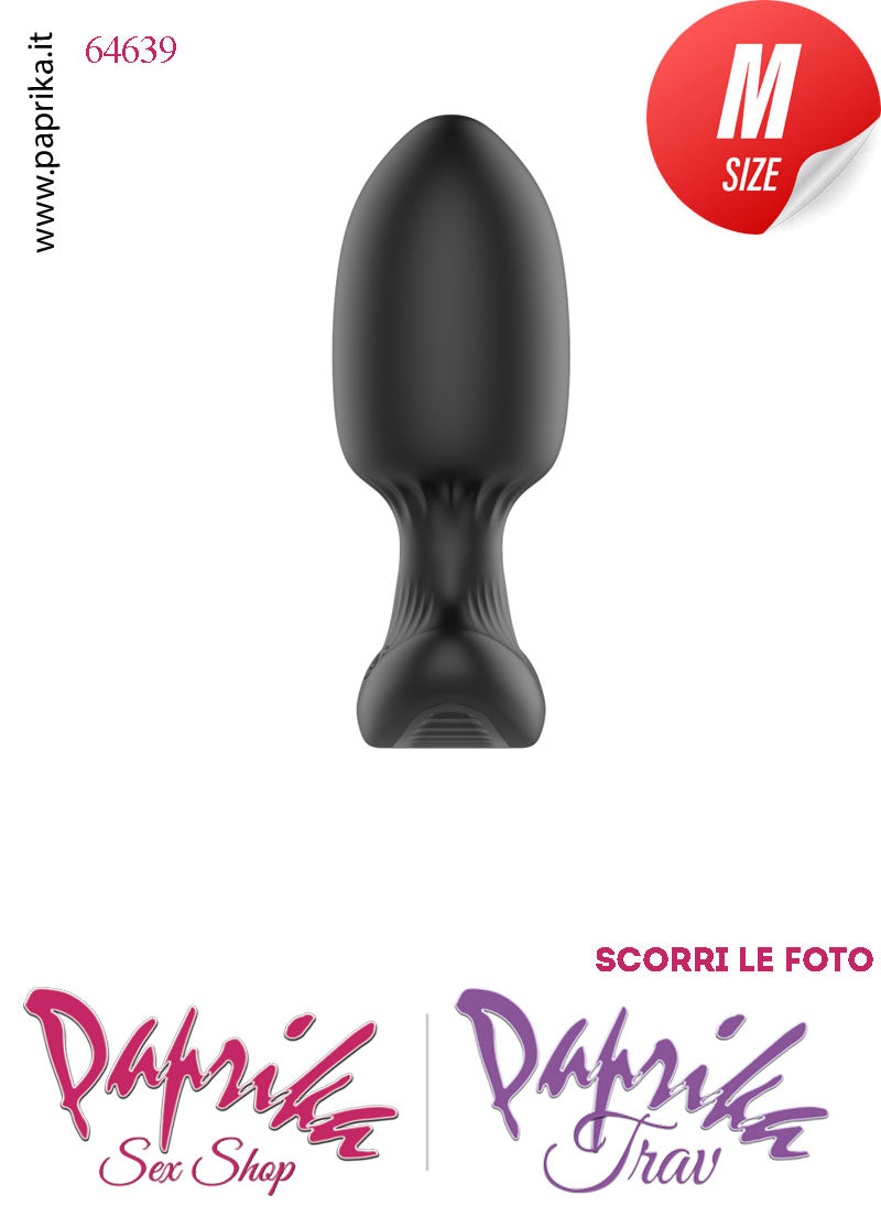 Plug Anale Telecomandato Vibrante Base Curva 7 cm Ø 33 Silicone Nero