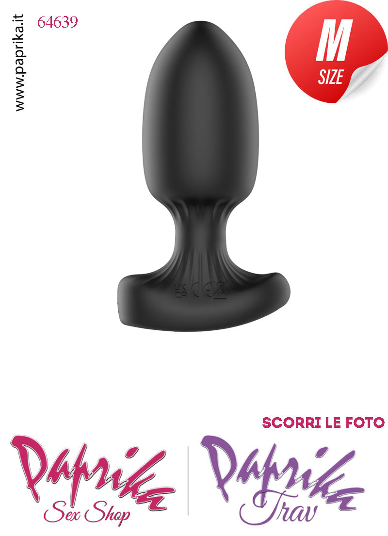 Plug Anale Telecomandato Vibrante Base Curva 7 cm Ø 33 Silicone Nero