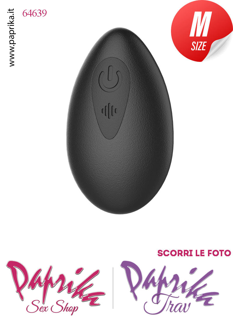 Plug Anale Telecomandato Vibrante Base Curva 7 cm Ø 33 Silicone Nero