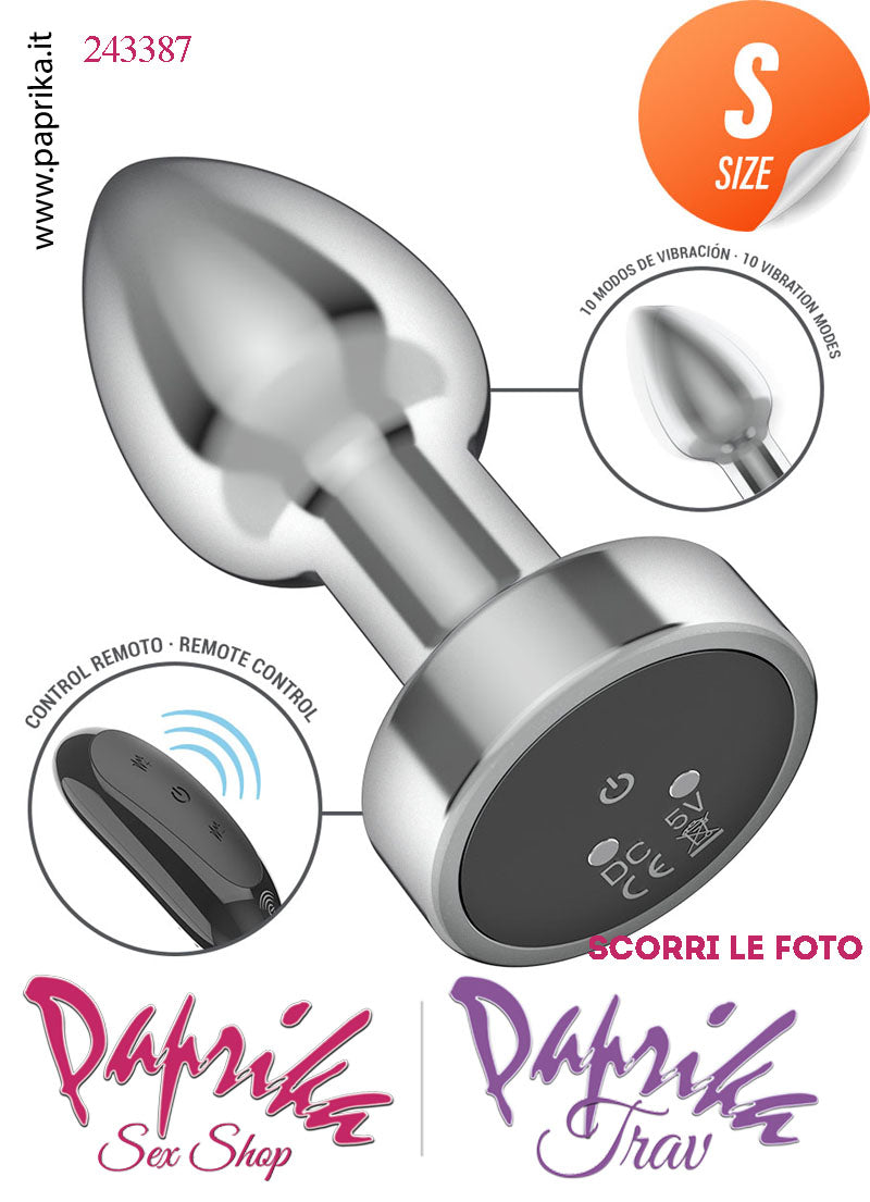 Plug Anale Small Vibrante Telecomandato Alluminio 10 Velocità 7 cm Ø 28