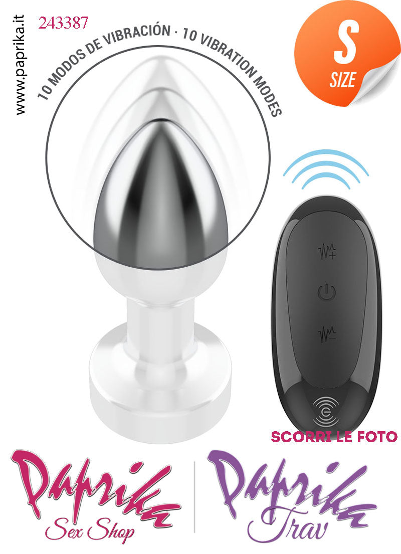 Plug Anale Small Vibrante Telecomandato Alluminio 10 Velocità 7 cm Ø 28