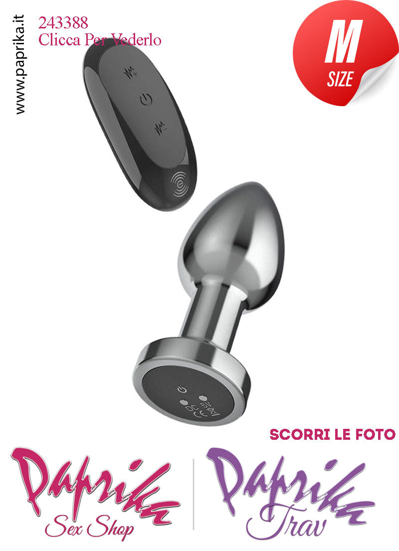 Plug Anale Medium Vibrante Telecomandato Alluminio 10 Velocità 9 cm Ø 34