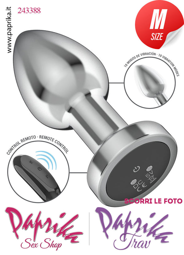 Plug Anale Medium Vibrante Telecomandato Alluminio 10 Velocità 9 cm Ø 34