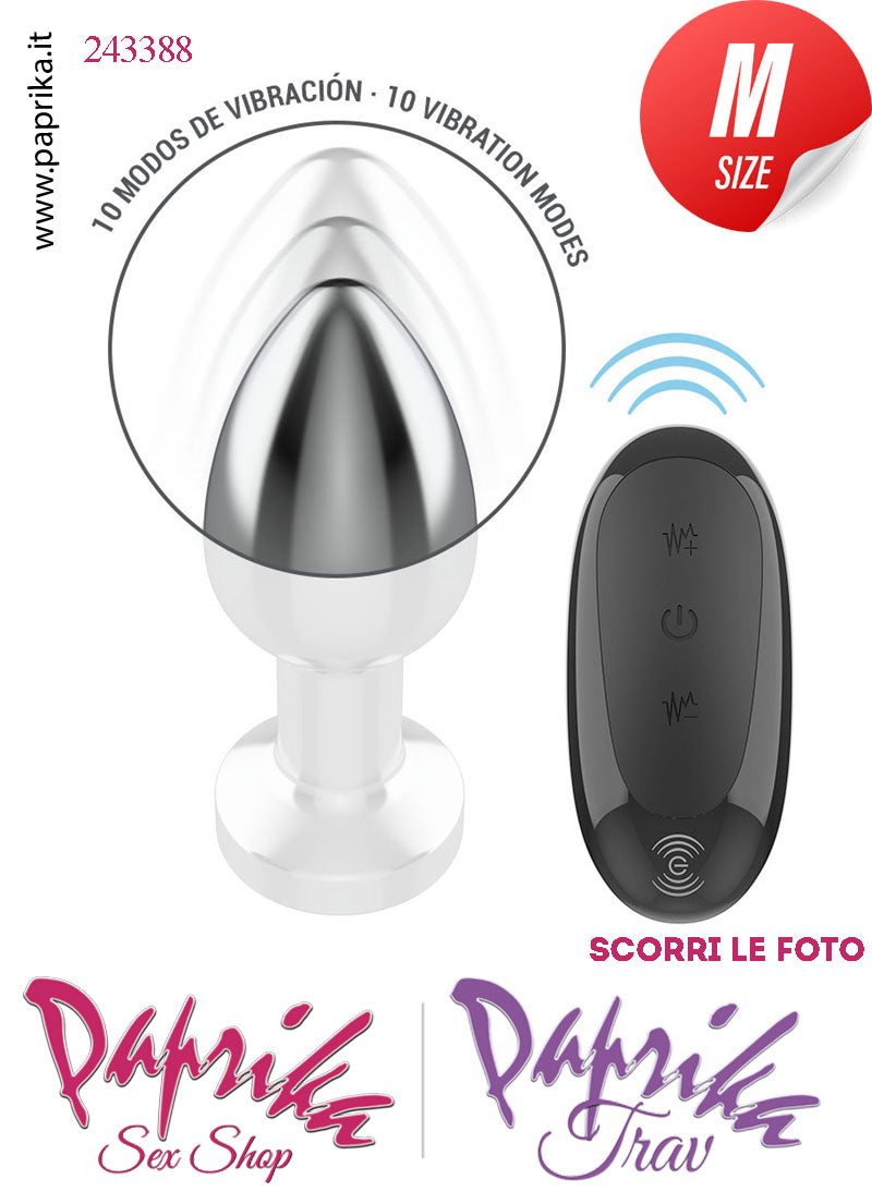 Plug Anale Medium Vibrante Telecomandato Alluminio 10 Velocità 9 cm Ø 34