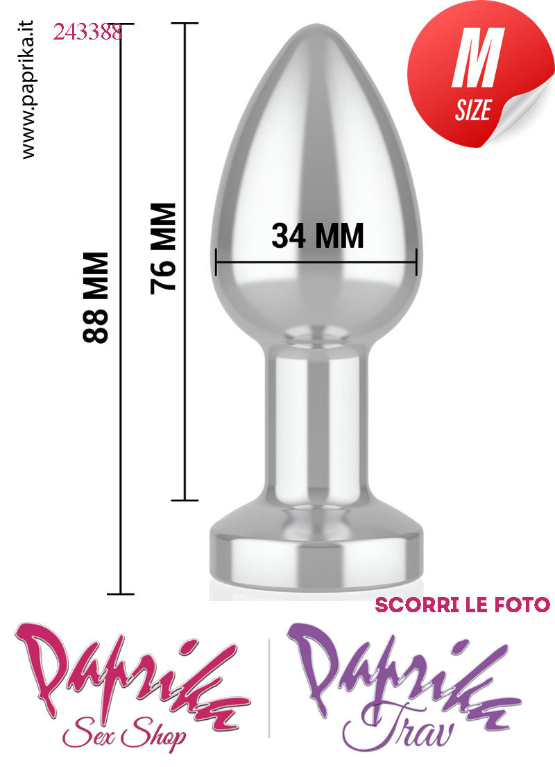 Plug Anale Medium Vibrante Telecomandato Alluminio 10 Velocità 9 cm Ø 34