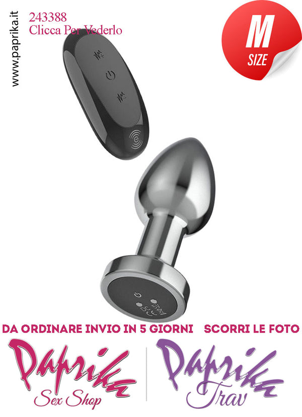 Plug Anale Medium Vibrante Telecomandato Alluminio 10 Velocità 9 cm Ø 34