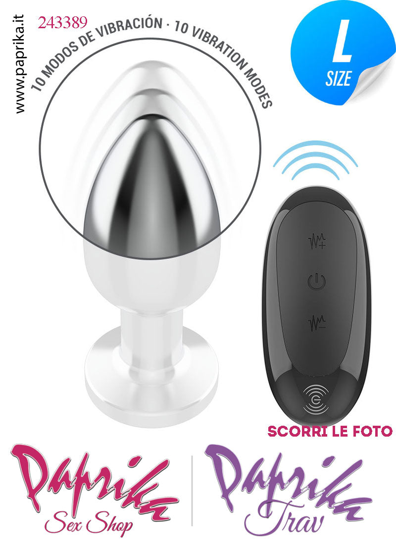 Plug Anale Large Vibrante Telecomandato Alluminio 10 Velocità 10 cm Ø 40