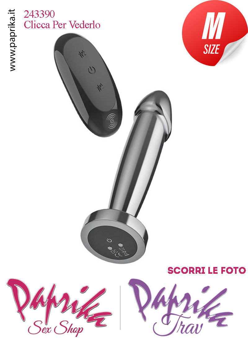Plug Falletto Anale Medium Vibrante Telecomandato Alluminio 10 Velocità 9 cm Ø 34