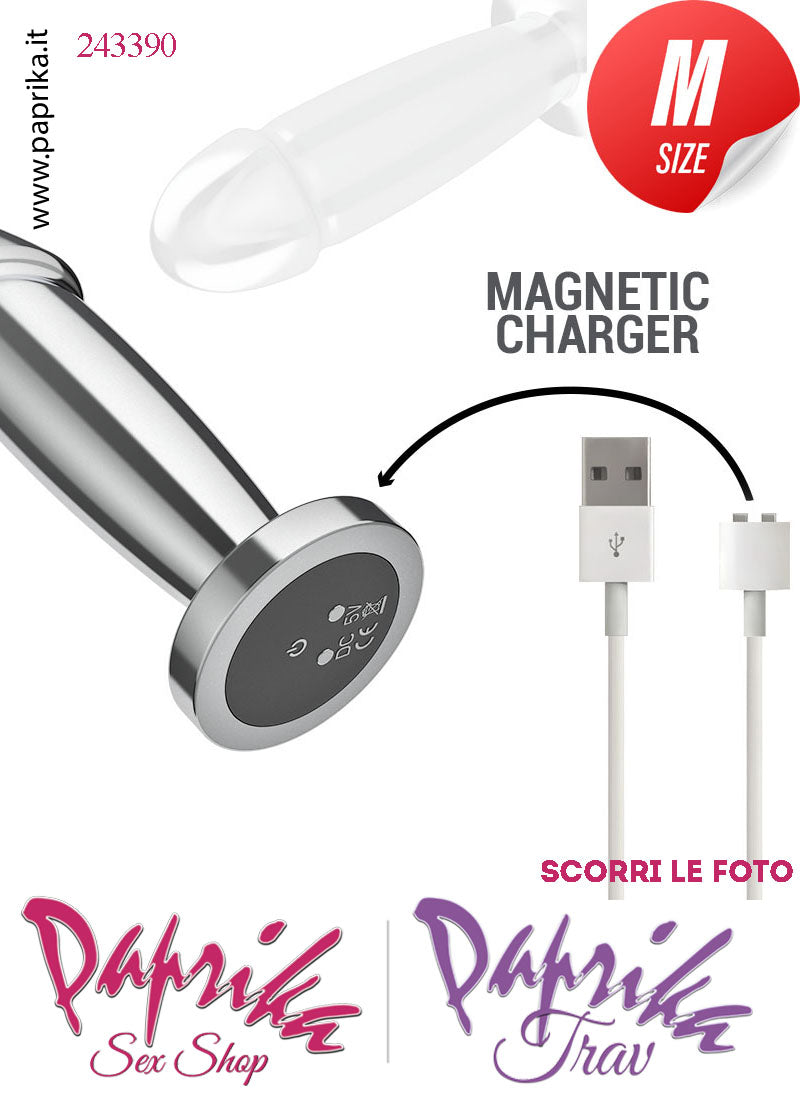 Plug Falletto Anale Medium Vibrante Telecomandato Alluminio 10 Velocità 9 cm Ø 34