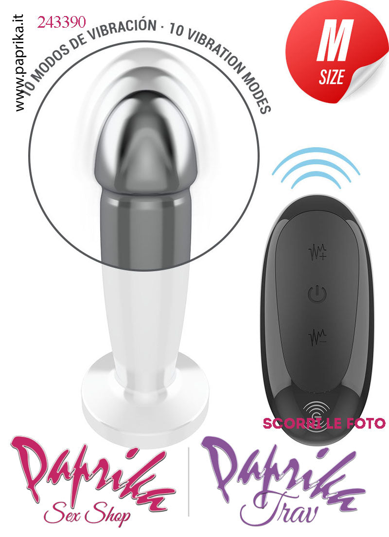 Plug Falletto Anale Medium Vibrante Telecomandato Alluminio 10 Velocità 9 cm Ø 34