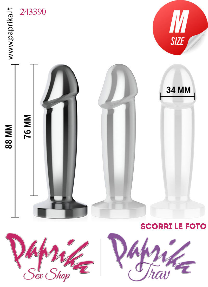 Plug Falletto Anale Medium Vibrante Telecomandato Alluminio 10 Velocità 9 cm Ø 34