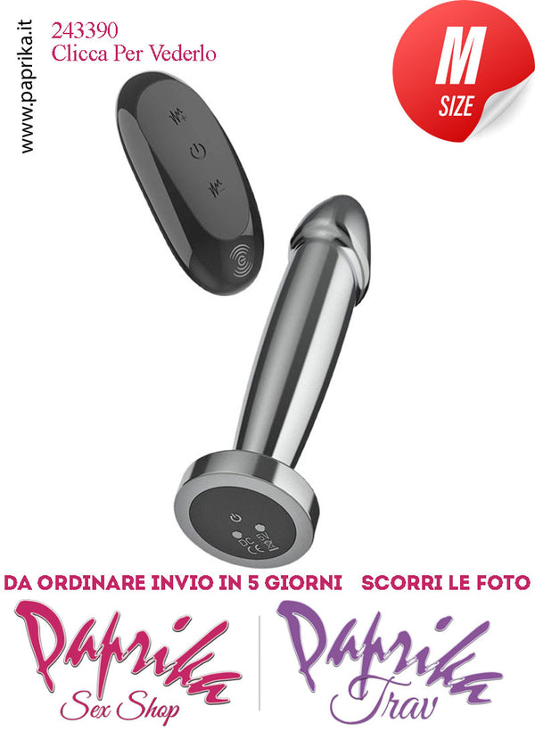 Plug Falletto Anale Medium Vibrante Telecomandato Alluminio 10 Velocità 9 cm Ø 34