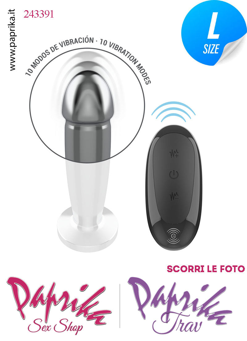 Plug Falletto Anale Large Vibrante Telecomandato Alluminio 10 Velocità 10 cm Ø 40