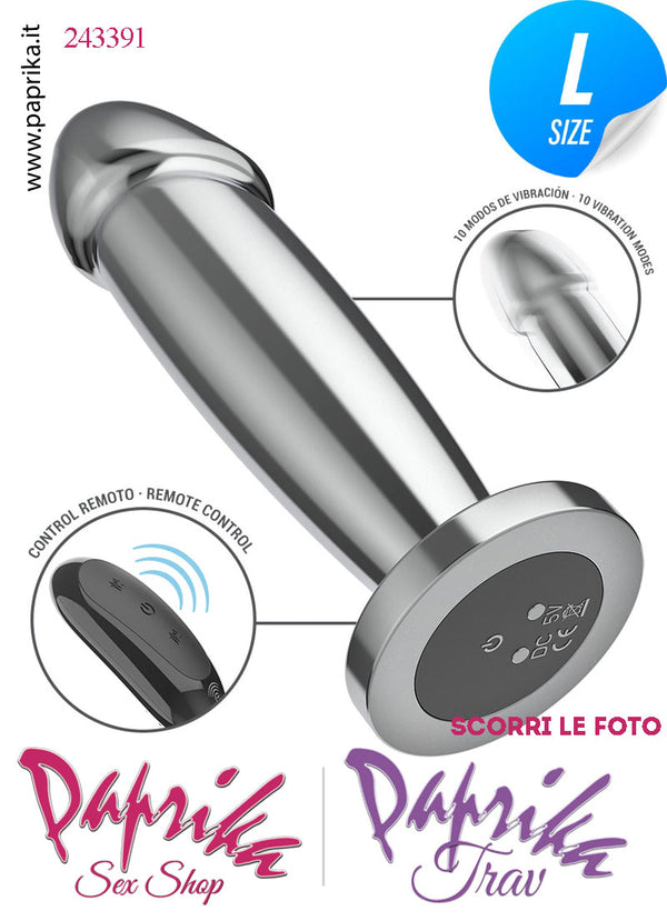 Plug Falletto Anale Large Vibrante Telecomandato Alluminio 10 Velocità 10 cm Ø 40