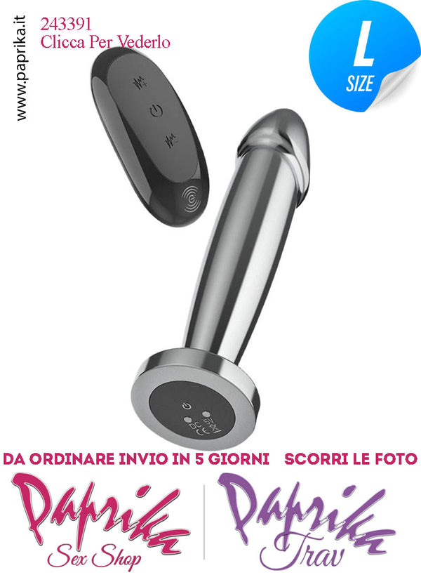 Plug Falletto Anale Large Vibrante Telecomandato Alluminio 10 Velocità 10 cm Ø 40