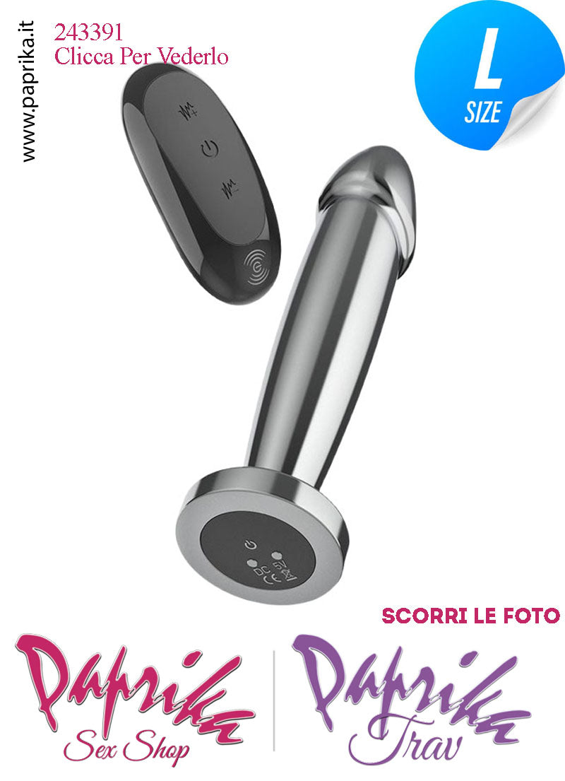 Plug Falletto Anale Large Vibrante Telecomandato Alluminio 10 Velocità 10 cm Ø 40