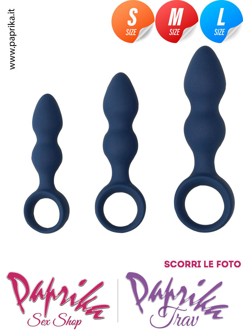 Plug Palline Anali Large Silicone Blu Non Vibrante 13 cm Ø 38 Anello Grande