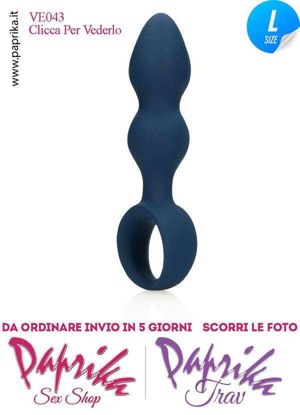 Plug Palline Anali Large Silicone Blu Non Vibrante 13 cm Ø 38 Anello Grande