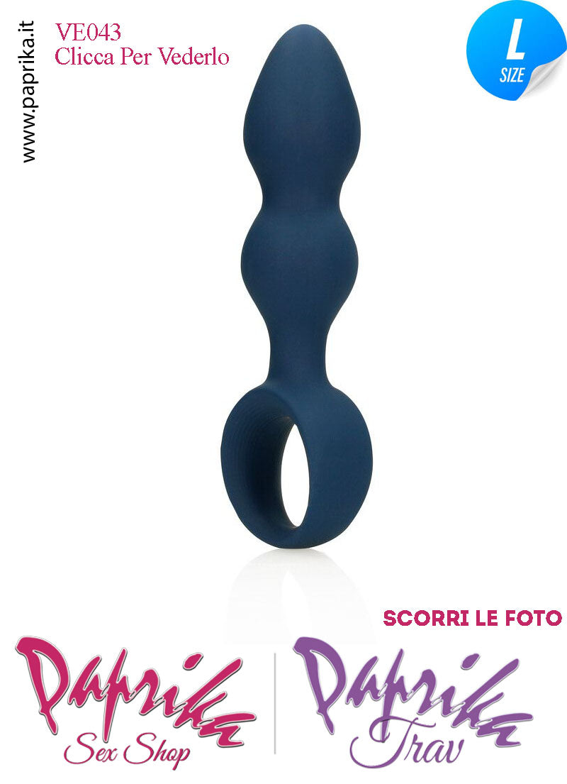 Plug Palline Anali Large Silicone Blu Non Vibrante 13 cm Ø 38 Anello Grande