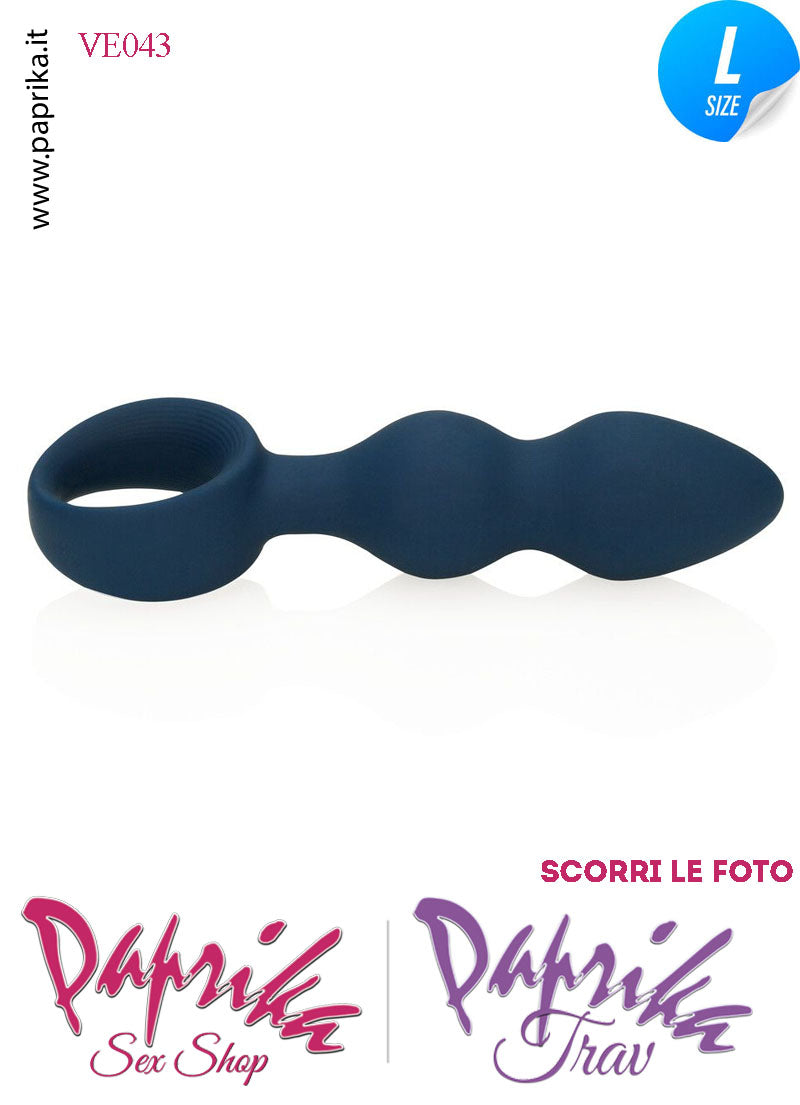 Plug Palline Anali Large Silicone Blu Non Vibrante 13 cm Ø 38 Anello Grande