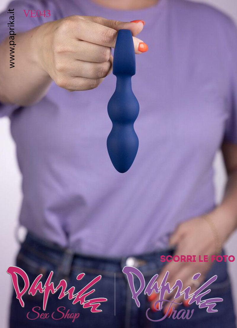 Plug Palline Anali Large Silicone Blu Non Vibrante 13 cm Ø 38 Anello Grande