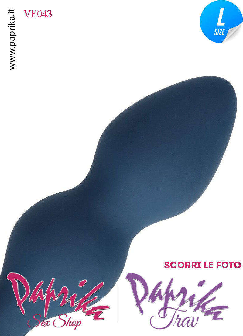 Plug Palline Anali Large Silicone Blu Non Vibrante 13 cm Ø 38 Anello Grande