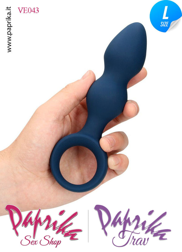 Plug Palline Anali Large Silicone Blu Non Vibrante 13 cm Ø 38 Anello Grande