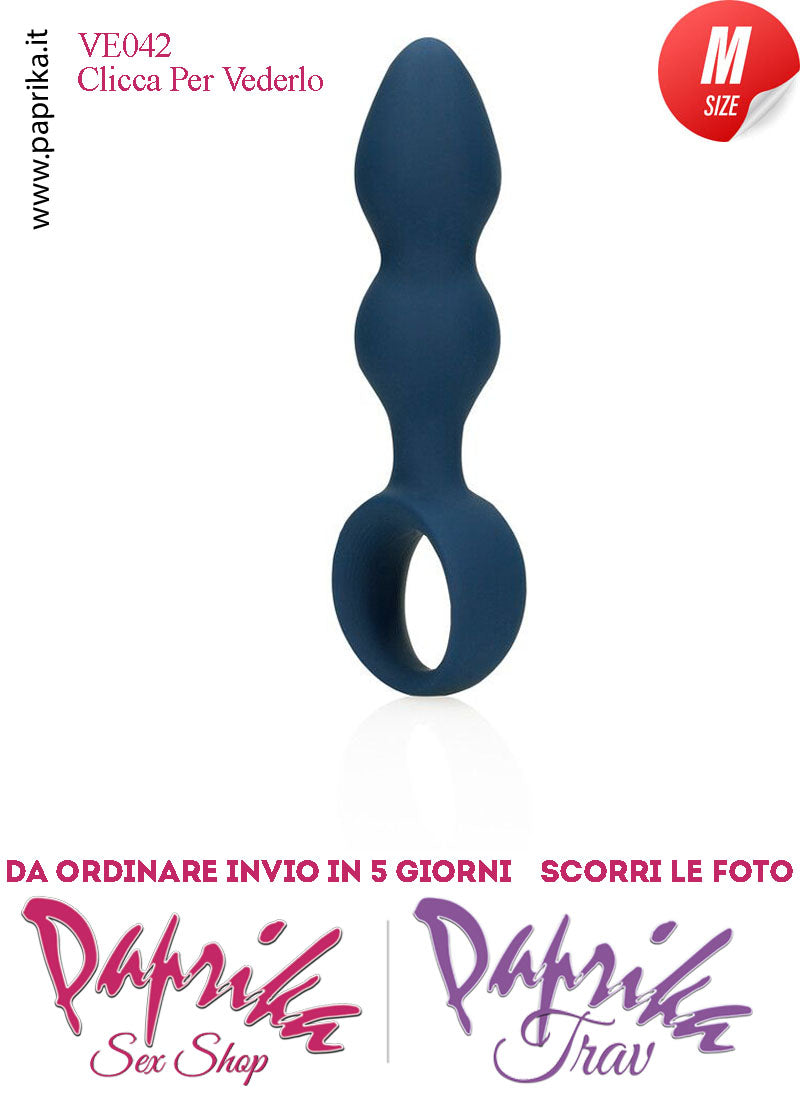 Plug Palline Anali Medium Silicone Blu Non Vibrante 11 cm Ø 33 Anello Grande