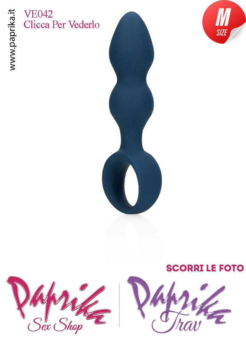 Plug Palline Anali Medium Silicone Blu Non Vibrante 11 cm Ø 33 Anello Grande