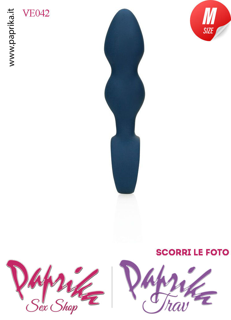 Plug Palline Anali Medium Silicone Blu Non Vibrante 11 cm Ø 33 Anello Grande