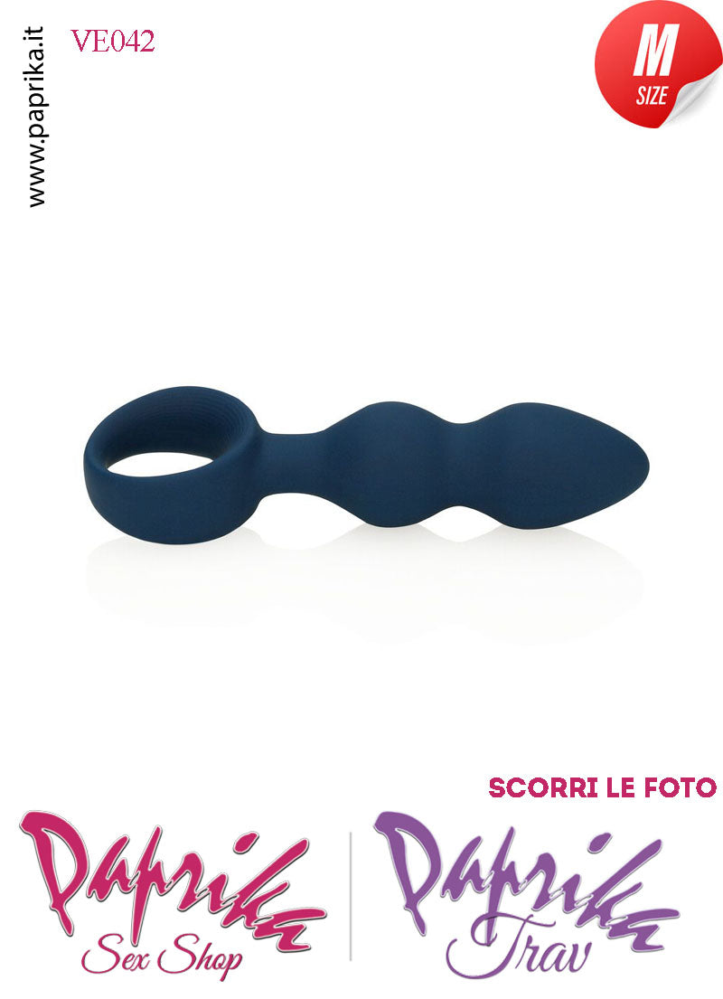 Plug Palline Anali Medium Silicone Blu Non Vibrante 11 cm Ø 33 Anello Grande