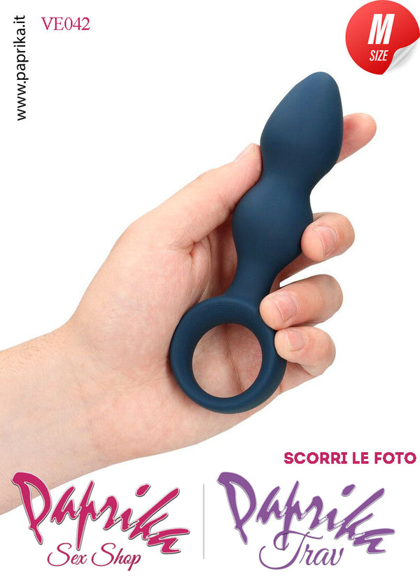 Plug Palline Anali Medium Silicone Blu Non Vibrante 11 cm Ø 33 Anello Grande