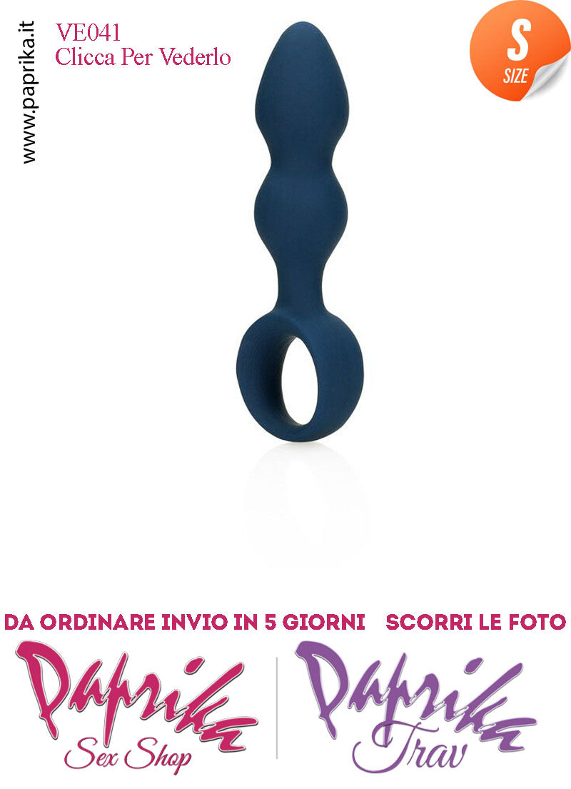 Plug Palline Anali Small Silicone Blu Non Vibrante 10 cm Ø 28 Anello Grande