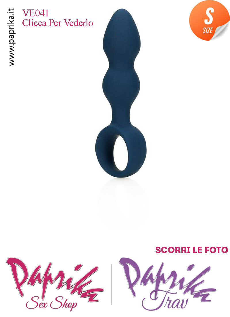 Plug Palline Anali Small Silicone Blu Non Vibrante 10 cm Ø 28 Anello Grande