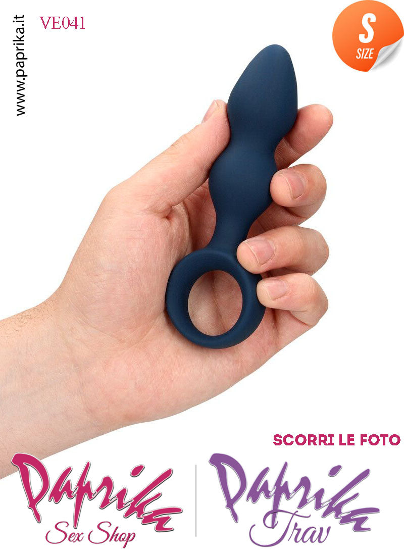 Plug Palline Anali Small Silicone Blu Non Vibrante 10 cm Ø 28 Anello Grande