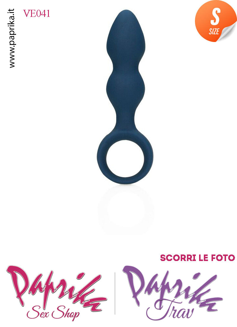 Plug Palline Anali Small Silicone Blu Non Vibrante 10 cm Ø 28 Anello Grande